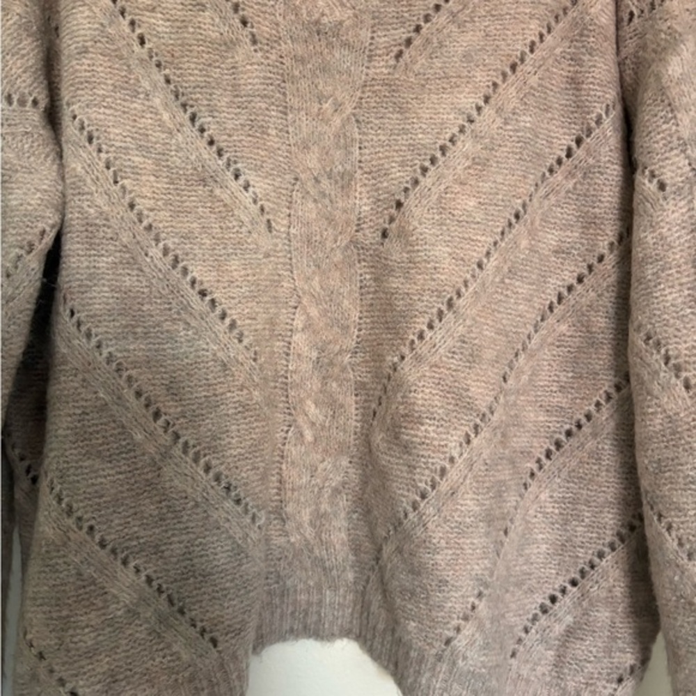 Beige, Neutral Cozy Taupe V-Neck Sweater